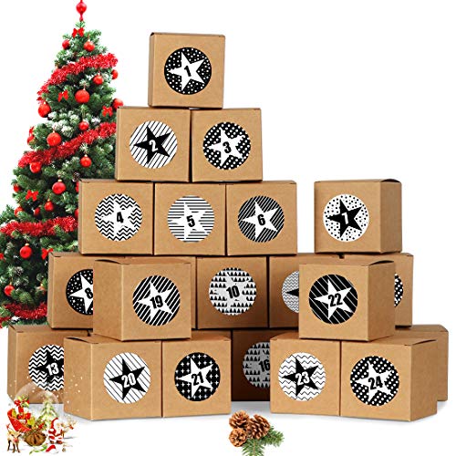 Bluelves Calendario de Adviento, Advent Calendar 2020, Calendario Adviento DIY, Calendario Adviento Navidad, Calendarios de Adviento con 24 Adhesivos Digitales de Adviento