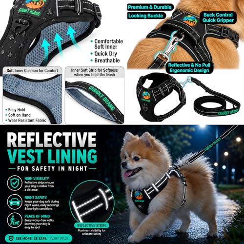 Image of Adjustable Padded Dog Harness with Leash, Pink, XL (36-60 kg)