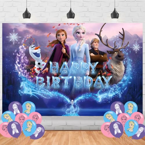 Winter Princess Backdrop 5x3 Vinyl Frozenn Birthday Party Supplies Photography Background Picture Photoshoot Cake Table Decor Banner Video Shoot Drapes Poster