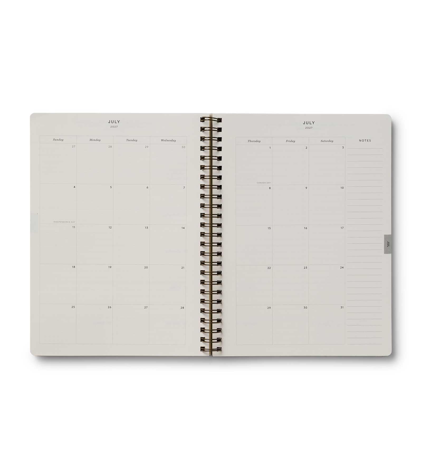 RIFLE PAPER CO. Mimi Agenda scolaire à spirale 2027 17 mois à couverture souple 1er août 2026 à décembre 2027, 21,6 x 15,9 cm (L x l), vue hebdomadaire et mensuelle, pages pour contacts et objectifs