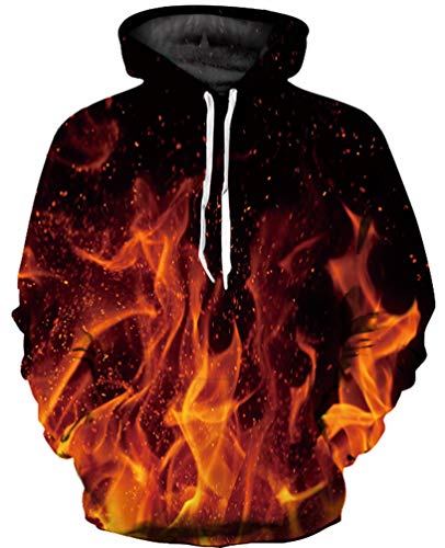 GLUDEAR Men's Novelty 3D Print Pullover Hoodie Hooded Sweatshirt,Cool Galaxy Flame,S/M