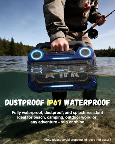 Image of Outdoor Bluetooth Speaker 160W: IP67 Waterproof, 24H, TWS | Rugged portable speaker with deep bass, LED lights, TWS pairing for parties, beach, travel, camping, garage