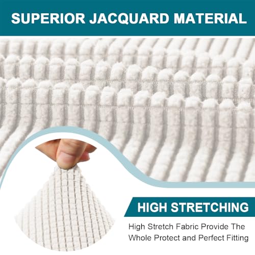 Turquoize 3 Piece T Cushion Sofa Slipcovers Stretch Couch Cover Furniture Covers with 2 Individual T Cushion Covers, Machine Washable (2 Cushion Sofa, Ivory) - Image 6