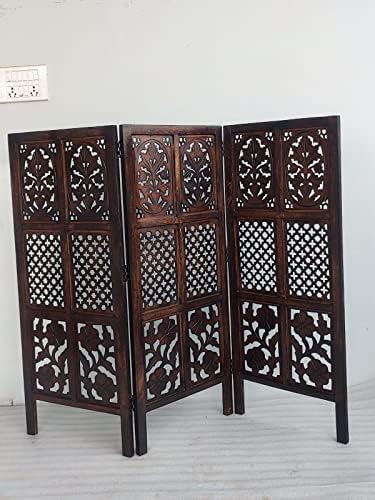 APEX DESIGN Wooden Partition Screen || Room Divider || Brown (3 Panel 4 Feet)