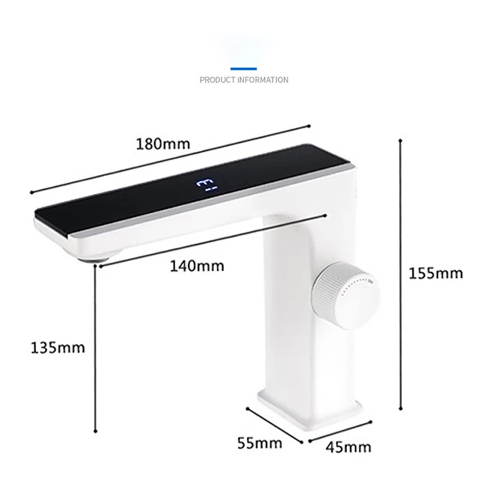 Grifo De Lavabo De Baño LED, Grifo De Baño con Pantalla Digital De Temperatura para Grifos De Tocador De Baño De Una Sola Manija RV, Cuerpo De Latón, Manija Giratoria