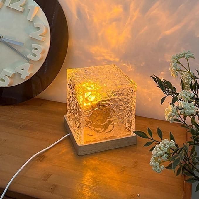 Image of Rotating Water Ripple Effect Night Light Lamp, 10 x 10 x 10 cm