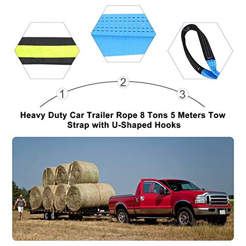 CLISPEED Cinta de Reboque Corda Conjunto 8 Toneladas 5 Metros Luminosa Cinta Do Guincho Com U- Em Fo