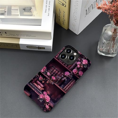 DAIZAG Case for iPhone 15 Pro,Vintage Bookshelf Rose Mixed 2 Layer Design Shockproof Soft TPU Ddouble Protection Phone Case for iPhone 15 Pro - image 4