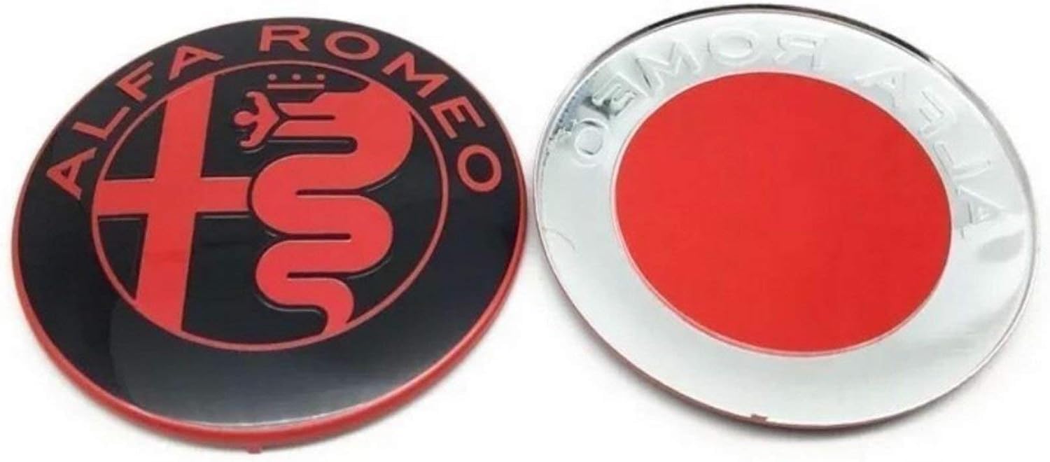 Alfa Romeo 147 156 159 Brera Mito Logo Emblema Nero Rosso 74mm Metallo Fregi Stemmi