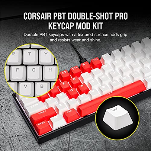 Image of Corsair PBT Double-Shot PRO Keycap Mod Kit - Double-Shot PBT Keycaps - Arctic White - Standard Bottom Row - Textured Surface - 1.5mm-Thick Walls - O-Ring Dampeners (CH-9911040-NA)