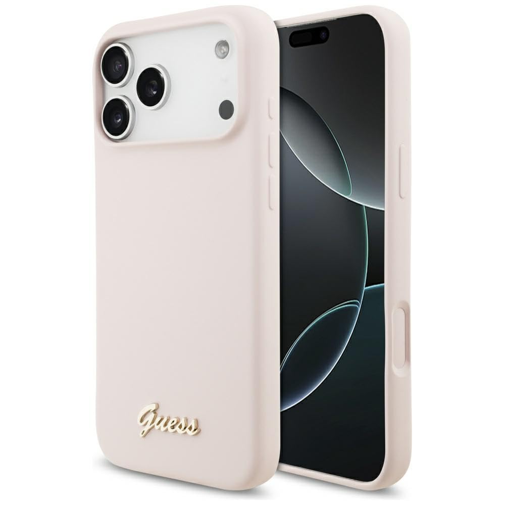 Coque silicone iPhone 17 Pro Max anti-rayures rose Guess pour protéger le téléphone avec style - 8