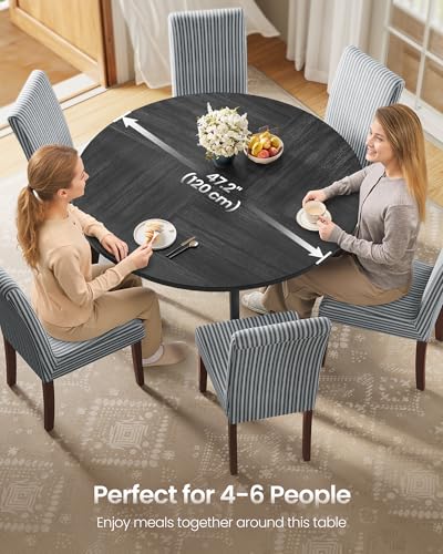 Image of VASAGLE MAEZO Collection - Round Dining Table for 4-6 People, 47.2 Inches Circle Kitchen Table with Tapered Legs, Curved Transitions, for Dining Room, Kitchen, Charcoal Gray UKDT091BA01S