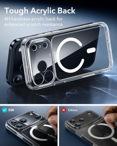 Image of ESR for iPhone 17 Pro Max Case, Camera Control Cover, Compatible with MagSafe Accessories, TPU, Military-Grade Drop Protection, Shock-Absorbing Air Guard Corners, Hybrid Series, Clear