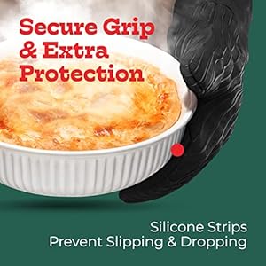 Bigredhousesiliconeovenmittsheatresistantkitchengloveswithfingersprofessionalgradeprotectionforhotcookingbakingblackpair Urban Country Home Decor Big red house silicone oven mitts heat resistant kitchen gloves with fingers professional grade protection for hot cooking baking black pair urban country home decor