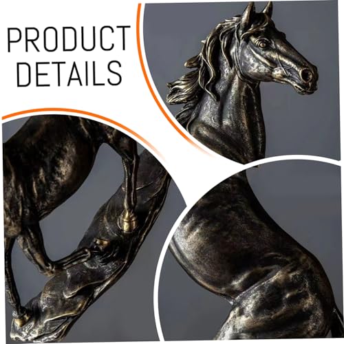 Estatua moderna de caballo negro para decoración de estante miniatura 4
