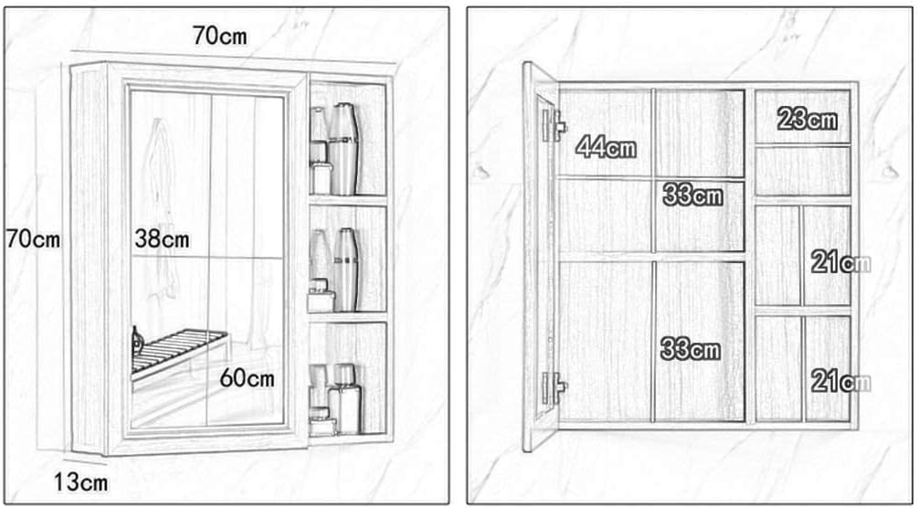 Bathroom Wall Cabinet with One Mirror Single Door Multipurpose Storage Organizer Shelves Home Furniture Bright with Shelf Bathroom Waterproof (Wood Large) (Wood Large) image 3