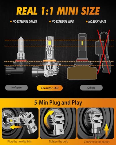 Image of FAHREN 2026 Upgraded HB3 /9005 Light Bulb, 75000LM 1800% Brightness 24 Chips 6500K, 10 Years Service Life with Cooling Fan, Real 1:1 Size 9005 LED, CANbus-Ready Plug N Play, lP68 Waterproof, Pack of 2