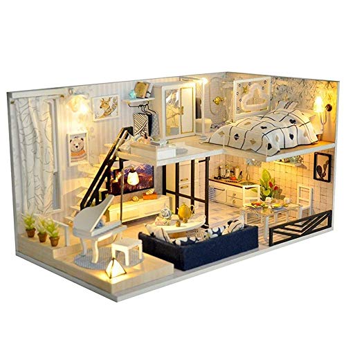 DIY-Holzhaus-Kit, Leichte Freizeit, Kreatives Puppenhaus-Möbelzubehör, Holzhandwerk, Spielzeug, Miniaturmodell…