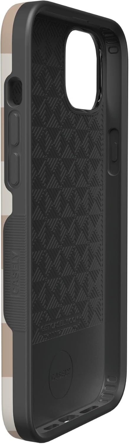 Casely iPhone 14 Plus Case | Fit Check | Neutral Checkerboard | Bold Protective Design | Compatible with MagSafe