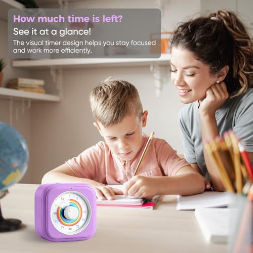 Image of Rainbow Visual Timer for Kids with 60 Minute Silent Mode | Countdown Clock with Color Disk, Time Management Tool for ADHD, Classroom, Kitchen, Office, Study, Pomodoro