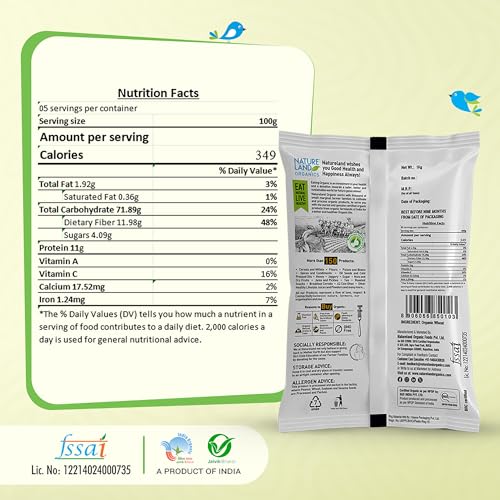 Image of Natureland Organics Wheat Suji /Sooji 500 Gm - Organic Sooji