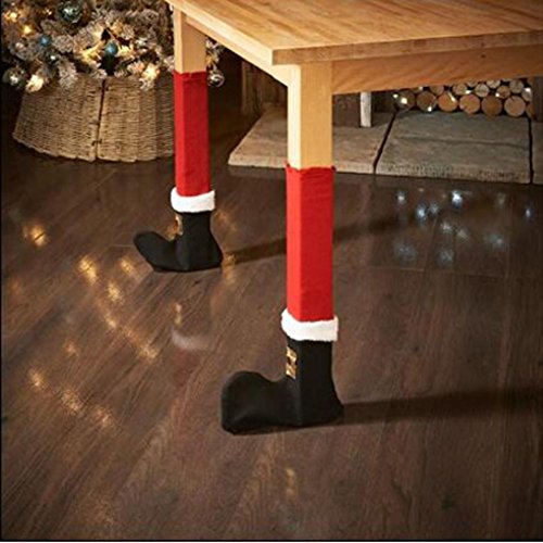 Zolimx Christmas Chair Leg Foot Cover, Table Decoration for Xmas Party Dinner,4PC