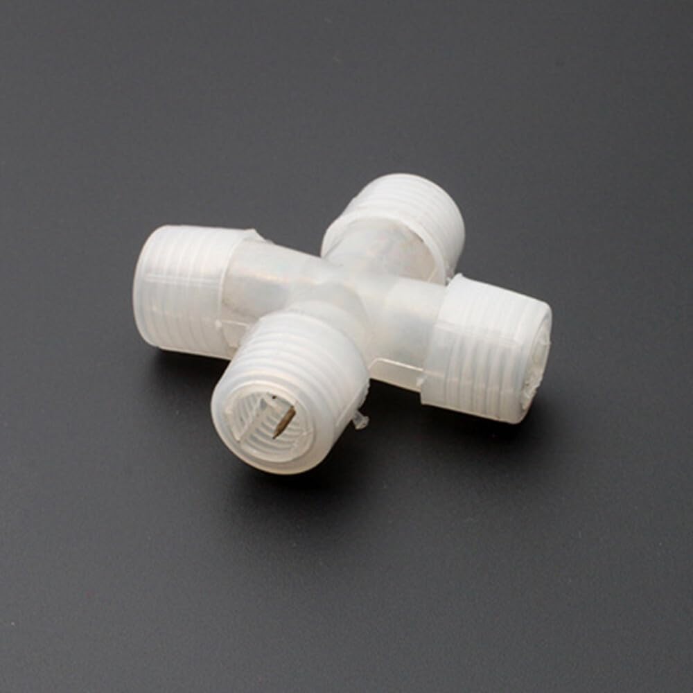 GQL 10pc X Shaped Connectors (Diameter 12mm), 4 Way Joint Connector for 220V Tube Light Round LED Rope Lgiht Accessory