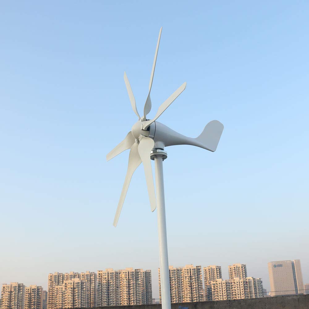 12V 24V 48V 800W Windgenerator Windkraftanlage Horizontaler Windturbine mit 6 Flügeln und kostenlosem MPPT Controller für Zuhause