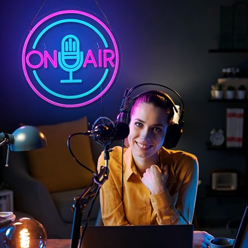 Image of On Air Neon Sign Live On Air LED Light for Streaming Gaming Recording Studio Decor Round On Air Light Up Signs for Influencers Streamers Gamers, USB Powered, 12.6 X 12.6 inchs
