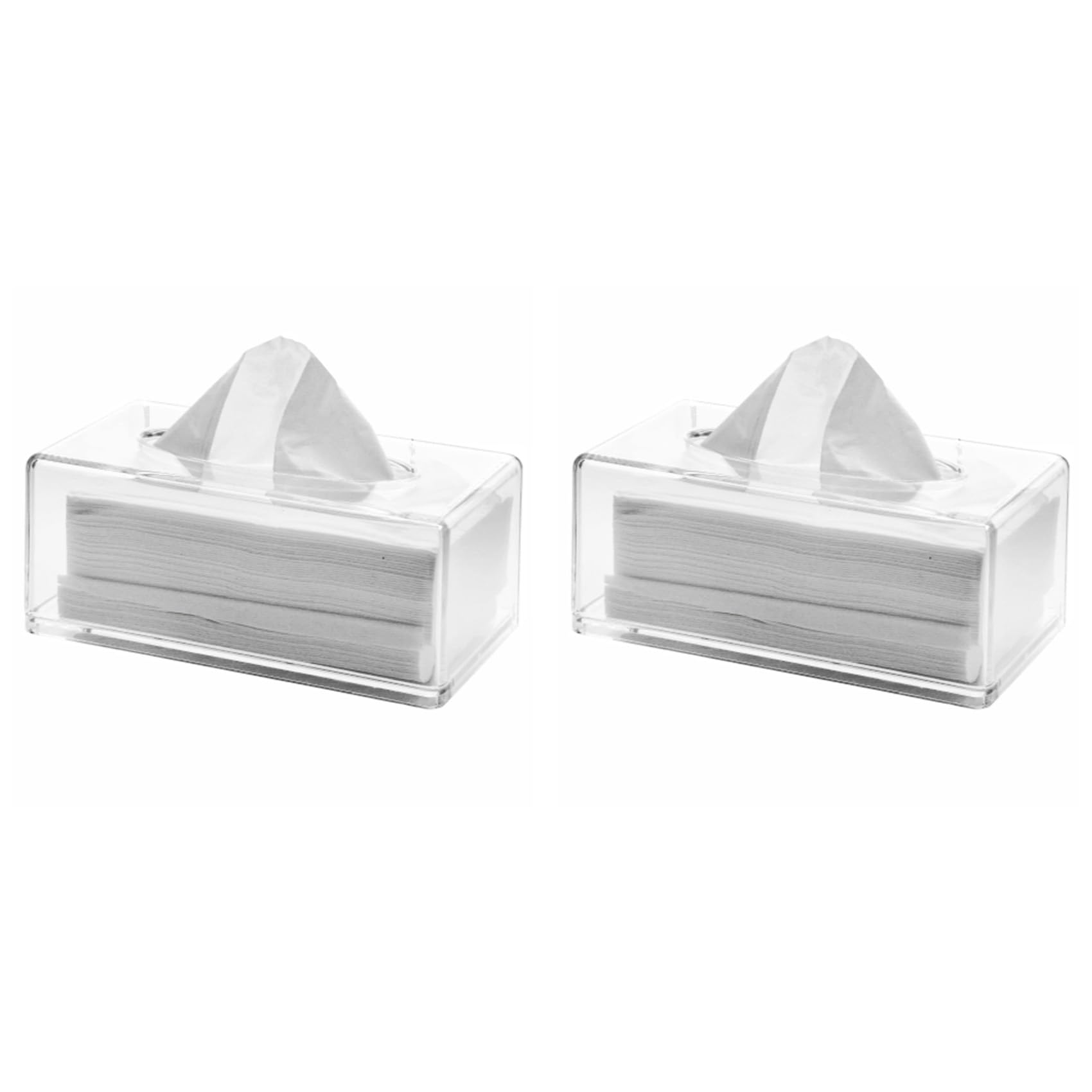 Hndhbfgrt 2X Clear Acrylic Tissue Box Holder with Cover Tissue Dispenser Box Case for Countertop,Clear A