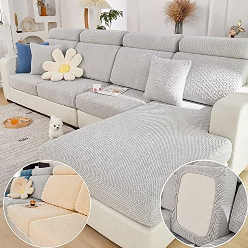 Yoovat Magic Sofa Covers Interior Magic Sofa Couch Covers 2023 New Wear-Resistant Universal Sofa Cover Stretch for Sectional Slipcovers (Texture-Light Gray,Back Cover L)