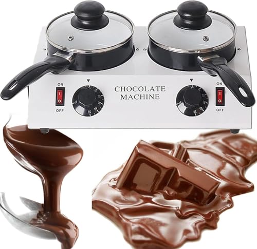 Chocolate Tempering Machine with 2 Pots, 80W Commercial Chocolate Melting Machine Electric Chocolate Melting Pot, 30-80? Constant Temperature, for Chocolate Candy