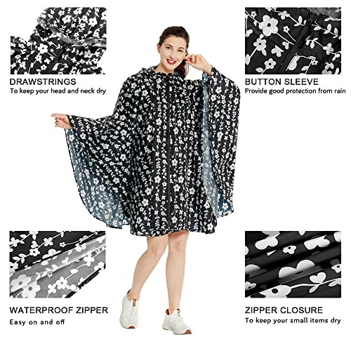 Image of salamra Rain Poncho Jacket - Hooded Waterproof Raincoat with Pocket for Women Men Adults
