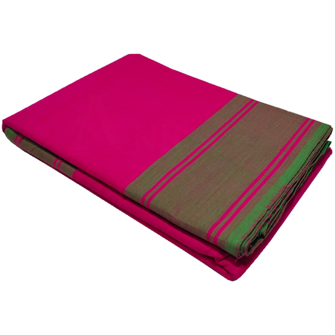 Anka's Handmade Bharatanatyam & Kuchipudi Dance Practice Cotton Saree (Pink With Green Colour Plain Border)-image-16