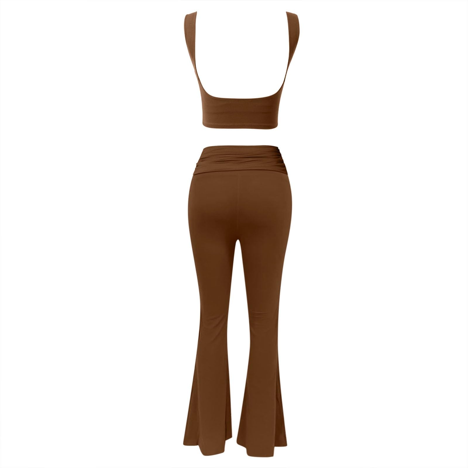 Ensemble Sport Femme Sexy- Ensemble Yoga sans Manches Fitness Gilet Séchage Rapide Coupe Slim Évasé Pantalons Couleur Unie Décontracté Confortable Chic Et Élégants Extérieur Running Tailleurs
