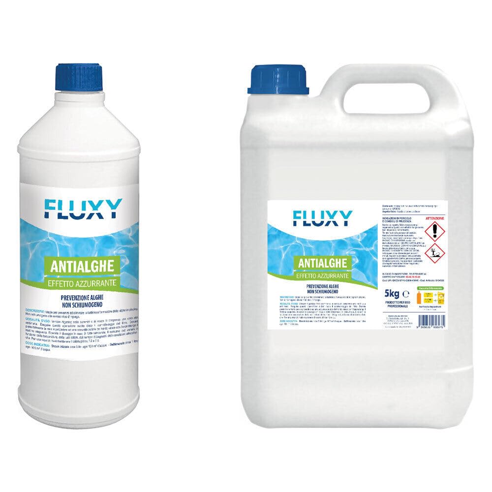 ANTIALGHE LIQUIDO X PISCINE UNIVERSALE AZZURRANTE 1KG NON SCHIUMOGENO 12PZ