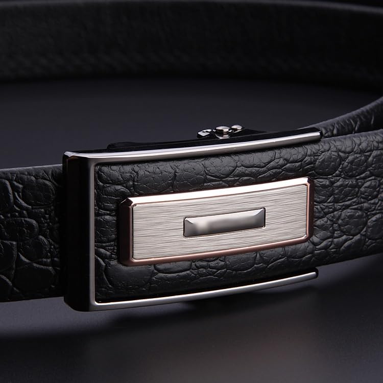 JSEIAJB Men's Automatic Buckle Cowhide Belt Men's Genuine Leather Belt and Pants Belt(110cm)2
