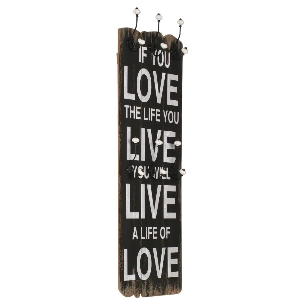 Wall-mounted Coat Rack with 6 Hooks 120x40 cm LOVE LIVE-Home & Garden Decor Coat & Hat Racks