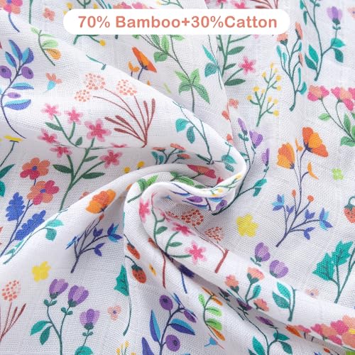 Image of Viviland Bamboo Cotton Blend Muslin Swaddle Blankets, 70% Bamboo & 30% Cotton, Ultra Soft Silky Receiving Blanket for Newborn, Large 47x47 inches, 4-Pack Unisex Gift, Colorful Butterfly
