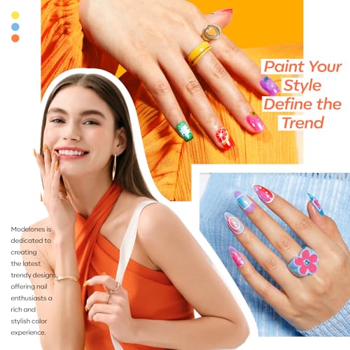 Image of modelones Gel Nail Polish, 6 Colors Jelly Gel Polish Neon Red Blue Green Pink Purple Nail Art Design Translucent Soak Off Manicure Salon DIY Girls Women Gift