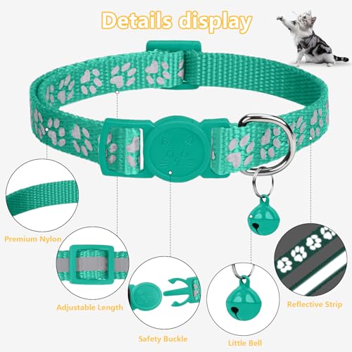 Image of Taglory 2 Pack Cat Collar with Bell, Breakaway Buckle and Reflective Strip | Adjustable 19-32 cm, Quick Release Clip, Kitten and Adult Cats, Spare Collar Included, Indoor Outdoor Use