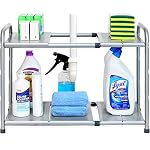 SimpleHouseware-Under-Sink-2-Tier-Expandable-Shelf-Organizer-Rack-Silver-expand-from-15-to-25-inches