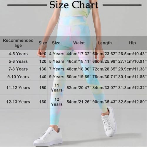 Girls Tie Dye Leggings Elastic Hight Waisted Stretch Soft Running Tight Pants for 4-13 Years3