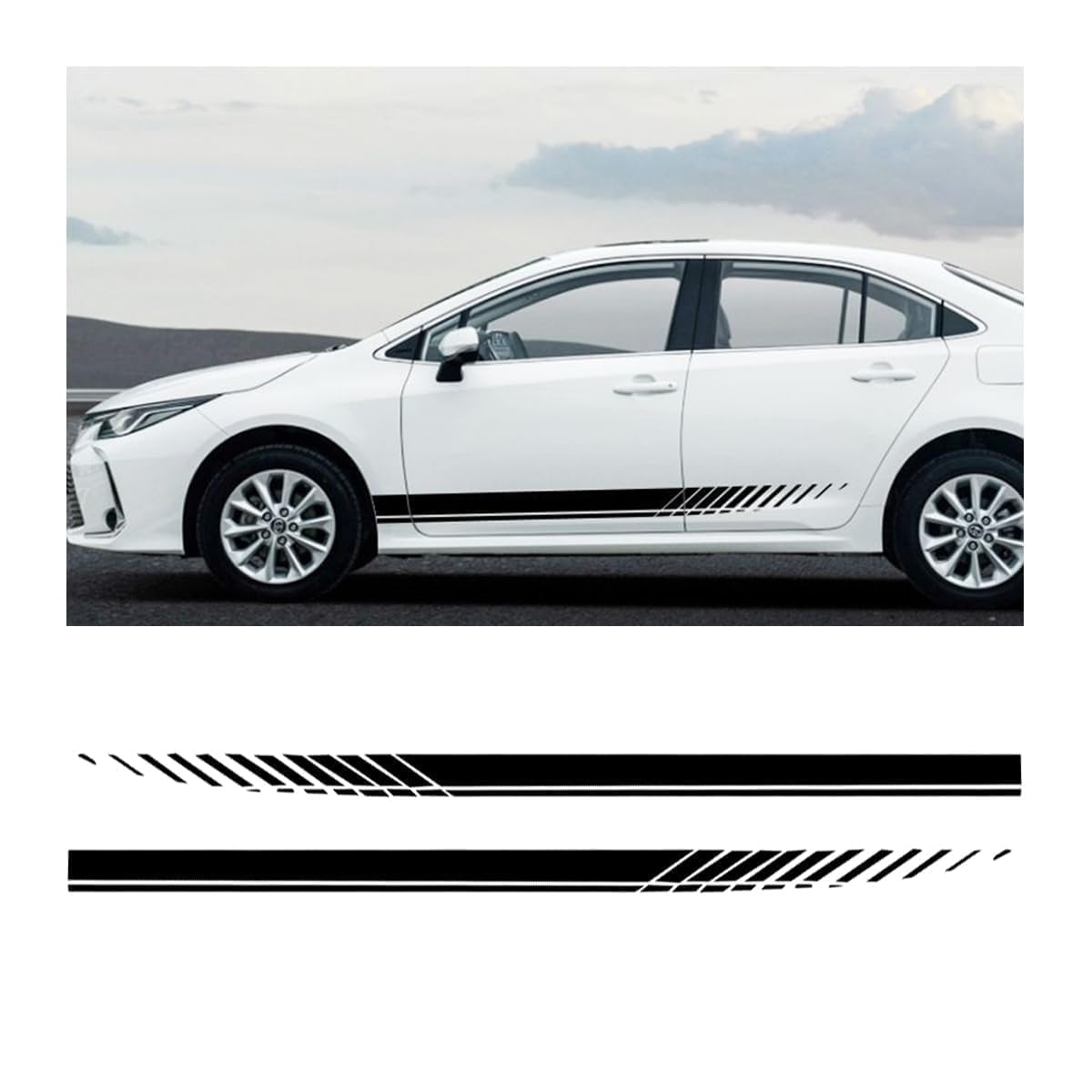 YDSTNiu 2 Pcs Car Side Stripe Stickers for Dacia Jogger Sandero Logan Lodge Dokker Bigster, Car Door Side Skirt Body Vinyl Film Sporty Racing Decor Stripes,Black