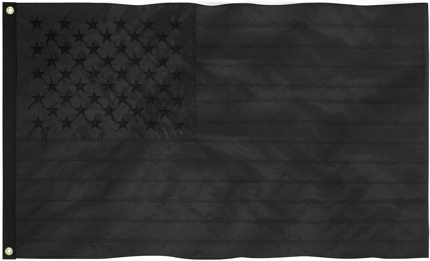 BLACK FLAG 1995年 MADE IN USA シングルステッチ All Black American Flag 3x5 ft Outdoor - Embroidered Stars, Sewn
