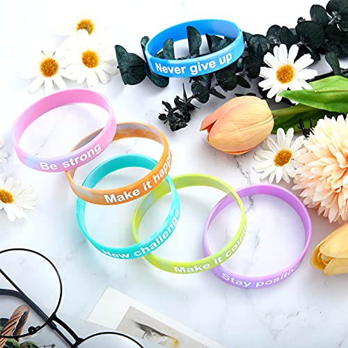 Inspirational Rubber Bracelets Colored Inspirational Wristbands For Kids Students Party Supplies (48 Pcs) #TOP4