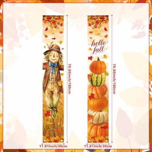 Image of Hello Fall Porch Decor Autumn Harvest Porch Door Banner Hanging Sign