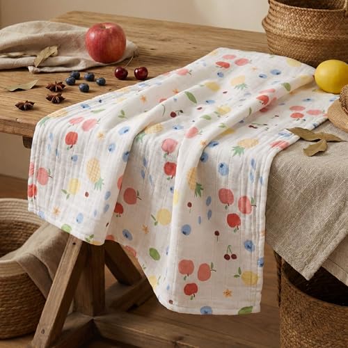 Image of GLLQUEN BABY Receiving Blanket Boy Cotton Muslin Swaddle Blankets Girl Newborn Squares Breathable & Soft Thin Baby Blankets Cloths Double Absorbent Infant Swaddling Wrap - 6 Pack (Azure Berry Dream)