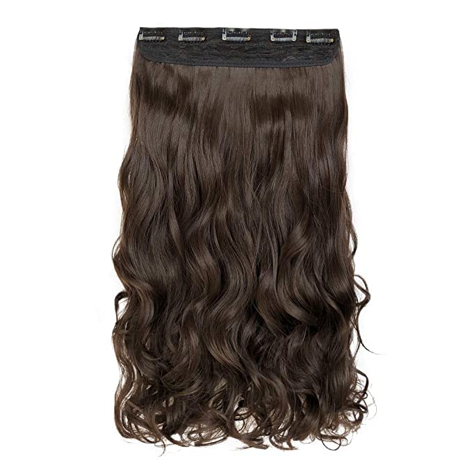 Image of Women Hair Extension Long Curly Wavy Dark Chocolate Brown 20 Inches Hairpiece With 5 BB Clip /Hair Extension for Women Party /Halloween /Christmas