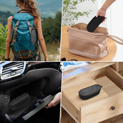 Image of Double Eyeglasses Case Soft Portable Zipper Sunglasses Pouch with Keychain Clip for Men Women
